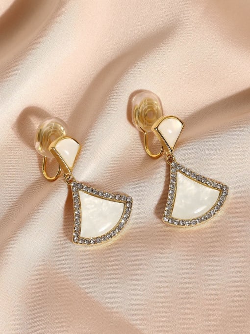 14k Gold [ear clip] Brass Shell Geometric Minimalist Clip Earring